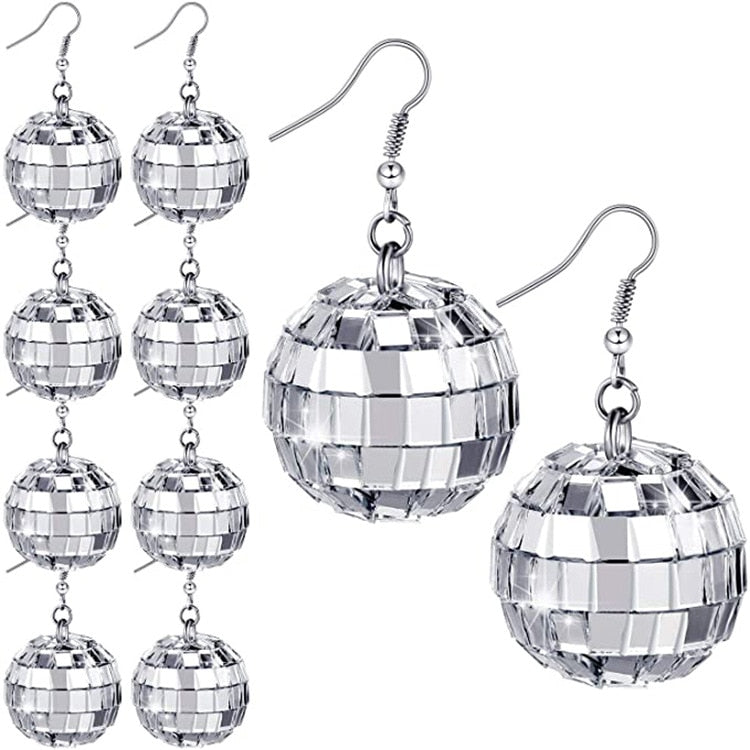 Vintage Disco Ball Dangle Earrings for Women Boho Round Drop Earrings Cool Birthday Valentine's Day Anniversary Gift Jewelry