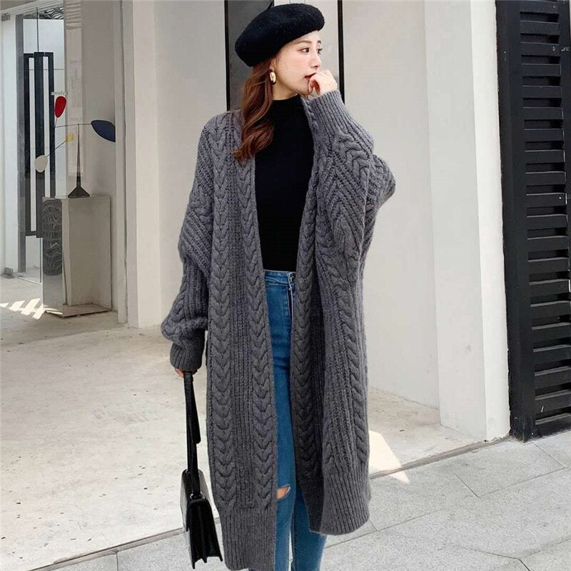 Oversized Knitted Cardigan Women Elegant Sweaters