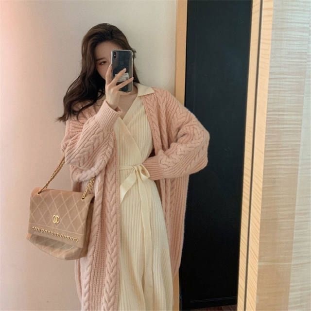 Oversized Knitted Cardigan Women Elegant Sweaters