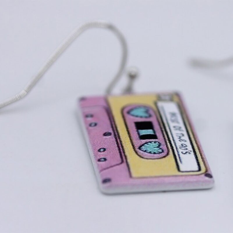 Mini Pink Cassette Tape Earrings Best of the 90s