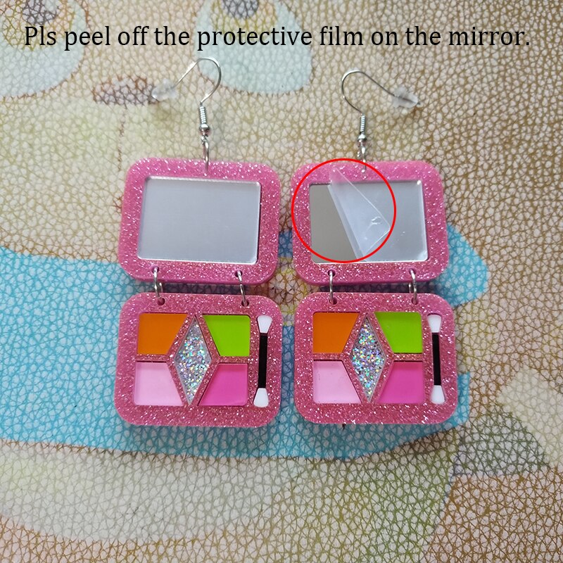 Donarsei Creative Simulation Colorful Eyeshadow Palette Drop Earrings For Women Funny Makeup Tools Acrylic Dangle Earrings
