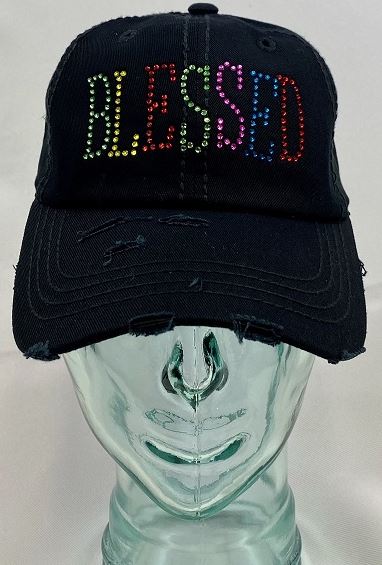 Spiritual Rhinestone Design Jean Distressed Hat