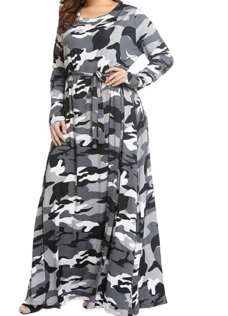 Camo Print Maxi Dress