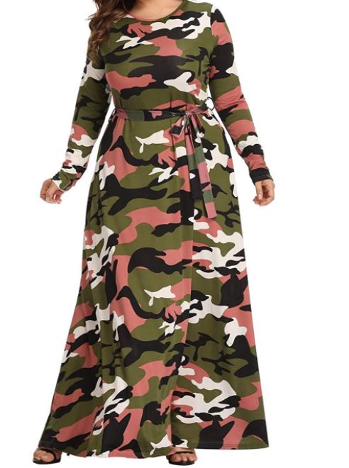 Camo Print Maxi Dress