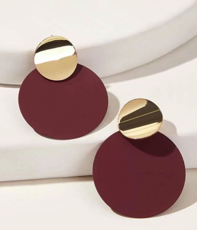 Two Tone Round Drop Status Earrings