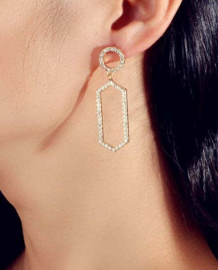 Rhinestone Drop Geo Earrings