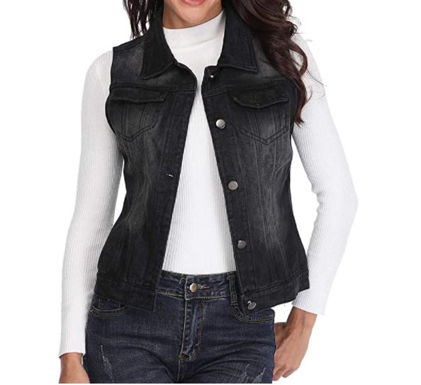 Yo-Yo Denim Sleeveless Distressed Classic Buttoned Washed Jacket Cotton