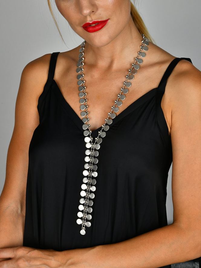 Silvertone Status Multi Disc Necklace