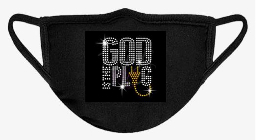 Custom Rhinestone (God is the Plug) Shirt Only or & Shirt/Mask