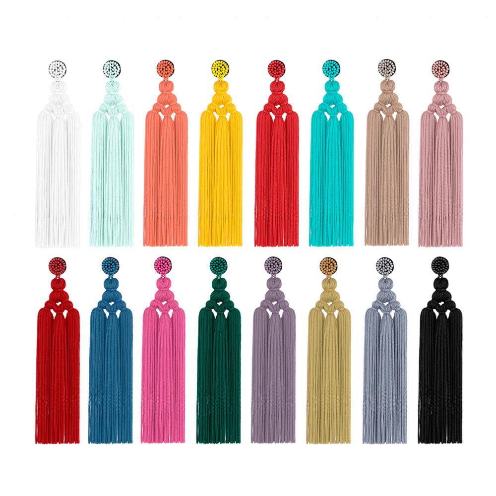 Cotton Tassel Earrings Fashion Jewelry Wide Fringe Drop Dangle 16 COLORS
