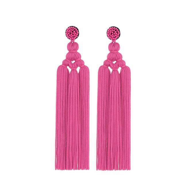 Cotton Tassel Earrings Fashion Jewelry Wide Fringe Drop Dangle 16 COLORS