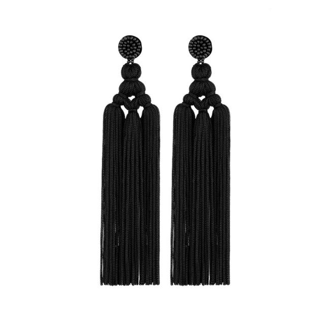 Cotton Tassel Earrings Fashion Jewelry Wide Fringe Drop Dangle 16 COLORS