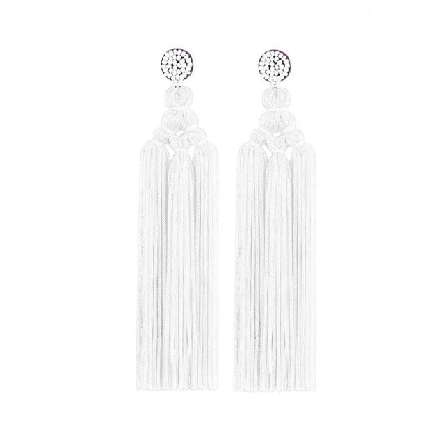 Cotton Tassel Earrings Fashion Jewelry Wide Fringe Drop Dangle 16 COLORS