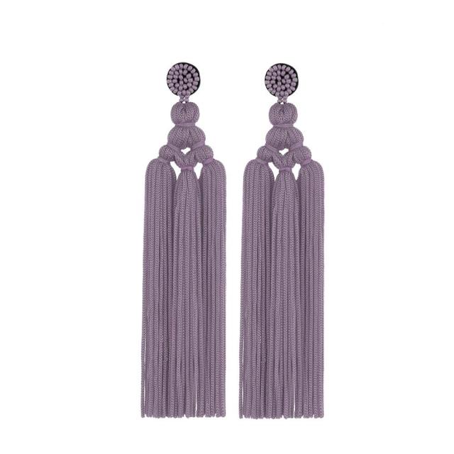 Cotton Tassel Earrings Fashion Jewelry Wide Fringe Drop Dangle 16 COLORS