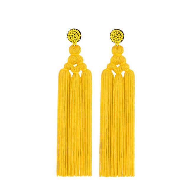 Cotton Tassel Earrings Fashion Jewelry Wide Fringe Drop Dangle 16 COLORS