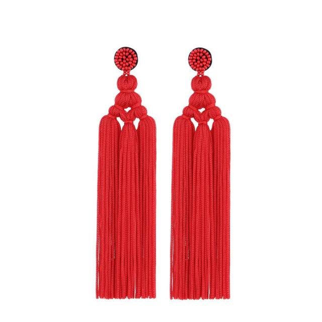 Cotton Tassel Earrings Fashion Jewelry Wide Fringe Drop Dangle 16 COLORS