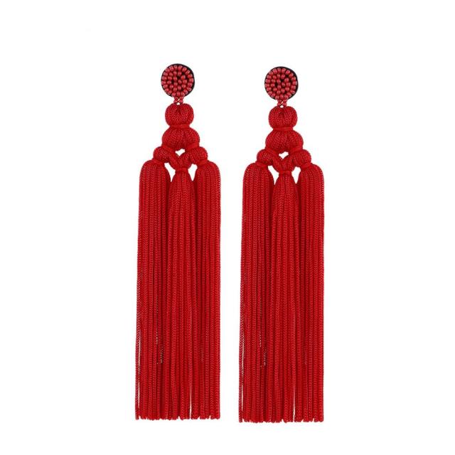 Cotton Tassel Earrings Fashion Jewelry Wide Fringe Drop Dangle 16 COLORS
