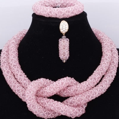 Chunky Women Royal Blue African Beads Bridal Jewelry Sets For Wedding Nigerian Beads Necklace Earrings Bracelet Set Of Jewelry