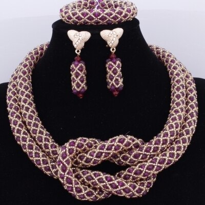 Chunky Women Royal Blue African Beads Bridal Jewelry Sets For Wedding Nigerian Beads Necklace Earrings Bracelet Set Of Jewelry