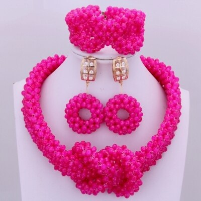 Chunky Women Royal Blue African Beads Bridal Jewelry Sets For Wedding Nigerian Beads Necklace Earrings Bracelet Set Of Jewelry