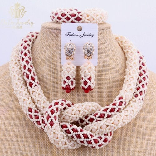 Chunky Women Royal Blue African Beads Bridal Jewelry Sets For Wedding Nigerian Beads Necklace Earrings Bracelet Set Of Jewelry