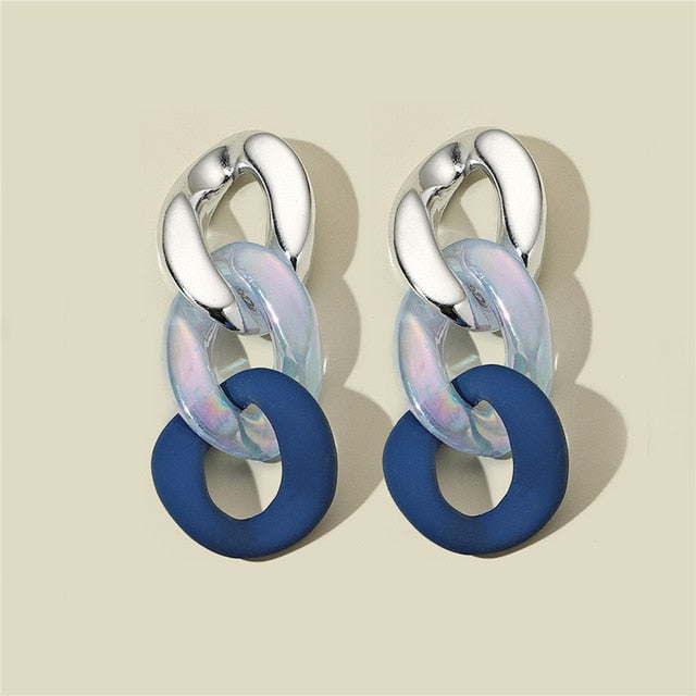 CWEEL Drop Earrings For Women Fashion Vintage Geometric Long Hanging Earrings Korean Round Style Female Jewelry