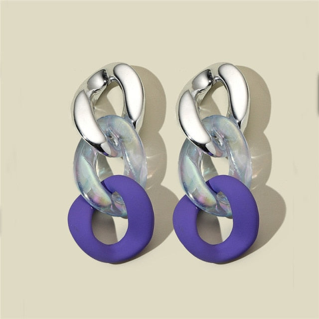 CWEEL Drop Earrings For Women Fashion Vintage Geometric Long Hanging Earrings Korean Round Style Female Jewelry