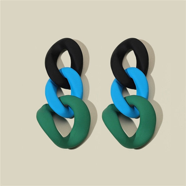CWEEL Drop Earrings For Women Fashion Vintage Geometric Long Hanging Earrings Korean Round Style Female Jewelry