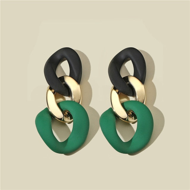 CWEEL Drop Earrings For Women Fashion Vintage Geometric Long Hanging Earrings Korean Round Style Female Jewelry