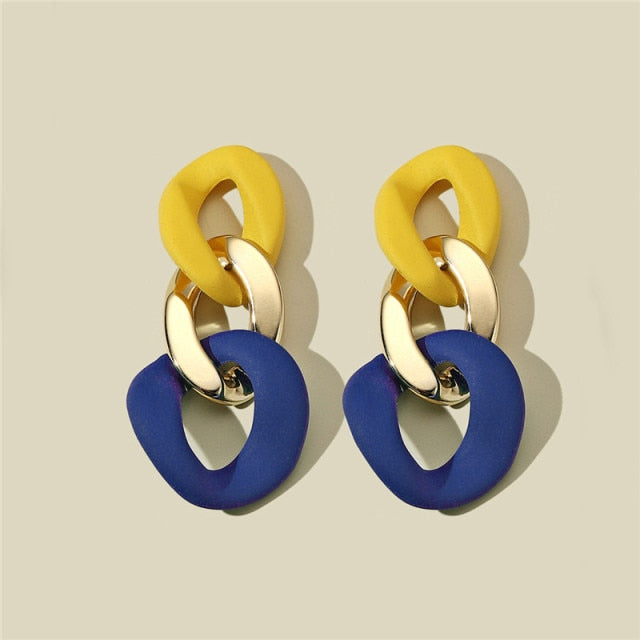 CWEEL Drop Earrings For Women Fashion Vintage Geometric Long Hanging Earrings Korean Round Style Female Jewelry