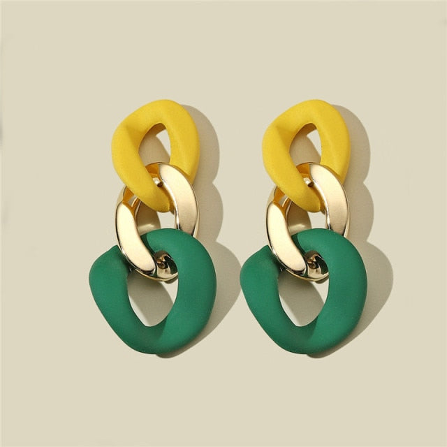 CWEEL Drop Earrings For Women Fashion Vintage Geometric Long Hanging Earrings Korean Round Style Female Jewelry