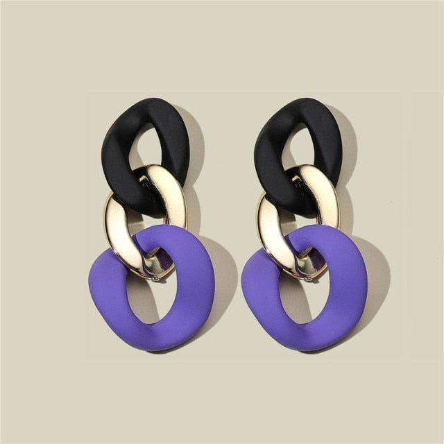 CWEEL Drop Earrings For Women Fashion Vintage Geometric Long Hanging Earrings Korean Round Style Female Jewelry