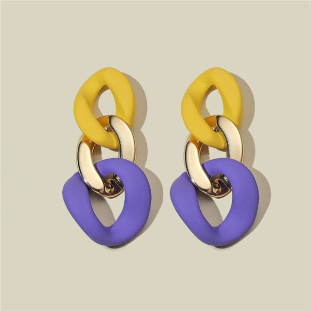 CWEEL Drop Earrings For Women Fashion Vintage Geometric Long Hanging Earrings Korean Round Style Female Jewelry