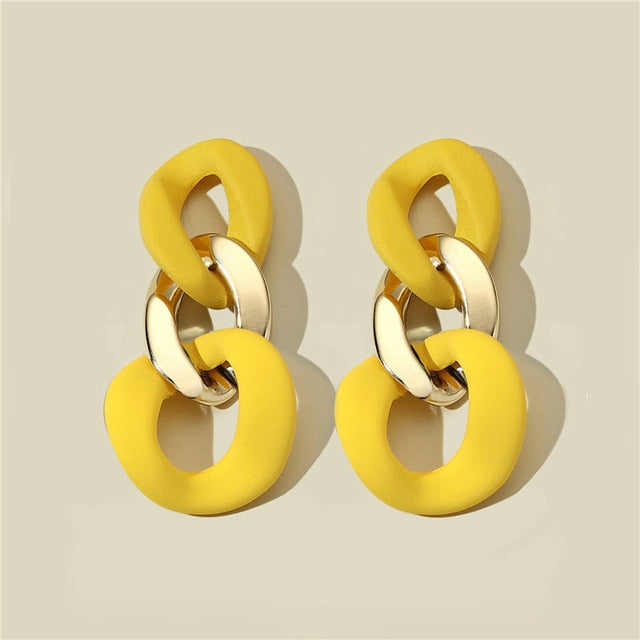 CWEEL Drop Earrings For Women Fashion Vintage Geometric Long Hanging Earrings Korean Round Style Female Jewelry