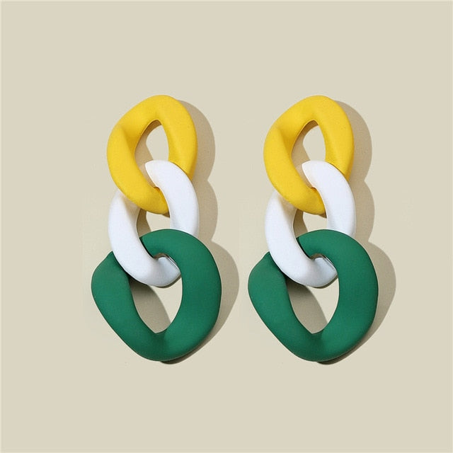 CWEEL Drop Earrings For Women Fashion Vintage Geometric Long Hanging Earrings Korean Round Style Female Jewelry