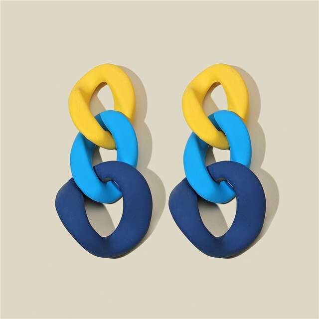 CWEEL Drop Earrings For Women Fashion Vintage Geometric Long Hanging Earrings Korean Round Style Female Jewelry