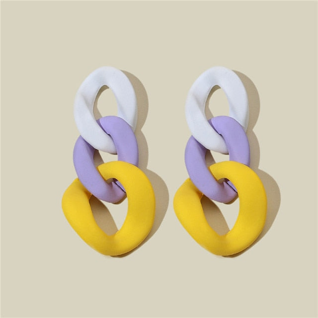CWEEL Drop Earrings For Women Fashion Vintage Geometric Long Hanging Earrings Korean Round Style Female Jewelry