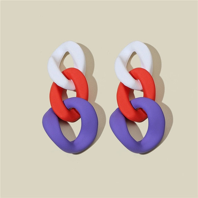 CWEEL Drop Earrings For Women Fashion Vintage Geometric Long Hanging Earrings Korean Round Style Female Jewelry