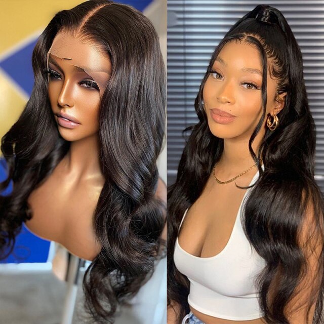 Highlight Red Lace Front Human Hair Wigs Wavy Ombre Burgundy Color Human Hair T Part Lace Wig with Baby Hair Brazilian Remy 180%