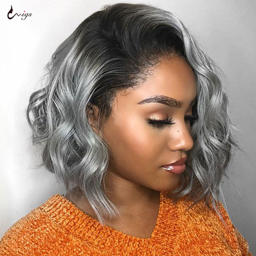 Gray Bob Wig Lace Front Human Hair Wigs Short Wigs Human Hair Wigs