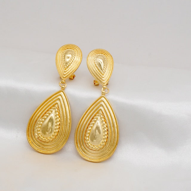 Fashion Yellow Flower Copper Hoop Drop Earrings For Women Earrings
