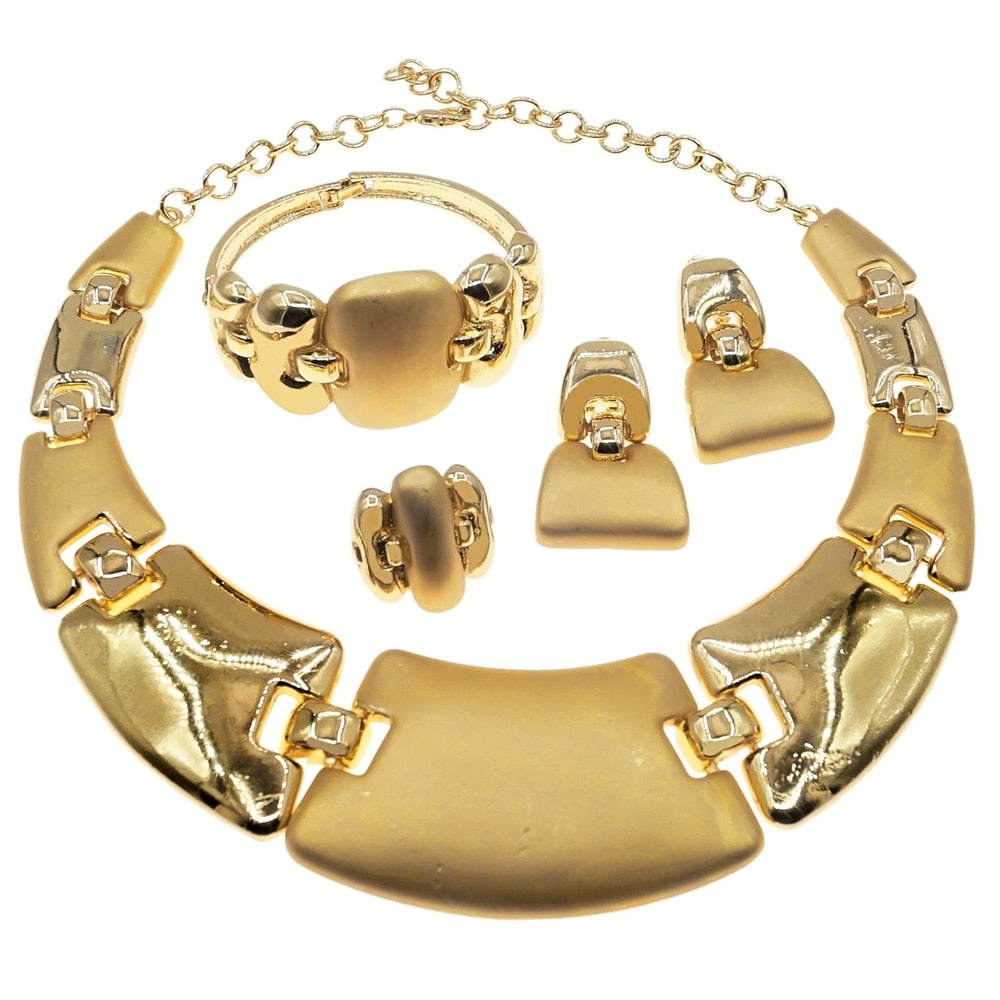 Hot Selling Exquisite Brazilian gold large Jewelry Set Italian Bridal wedding Banquet Jewelry set H0009