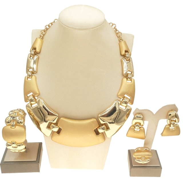 Hot Selling Exquisite Brazilian gold large Jewelry Set Italian Bridal wedding Banquet Jewelry set H0009