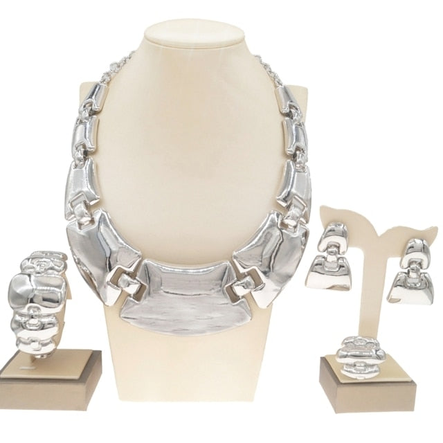 Hot Selling Exquisite Brazilian gold large Jewelry Set Italian Bridal wedding Banquet Jewelry set H0009