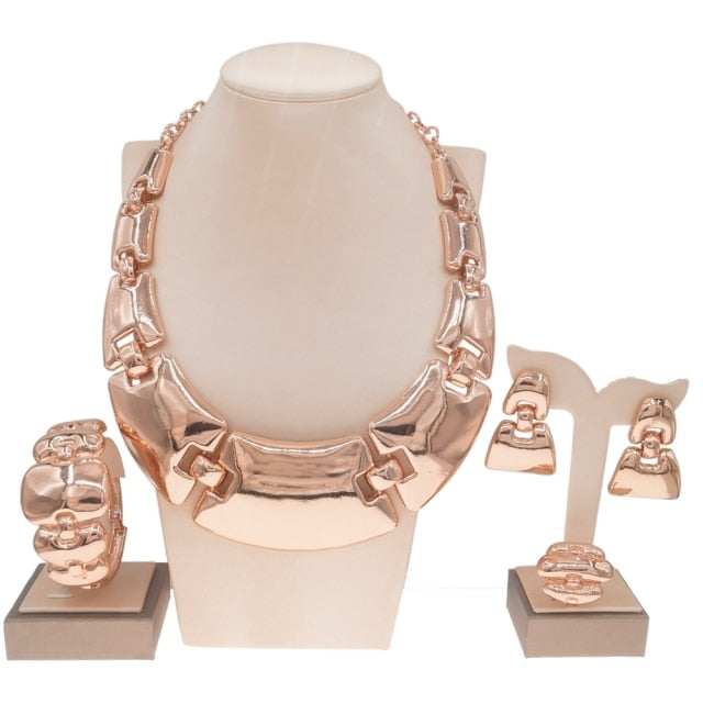 Hot Selling Exquisite Brazilian gold large Jewelry Set Italian Bridal wedding Banquet Jewelry set H0009
