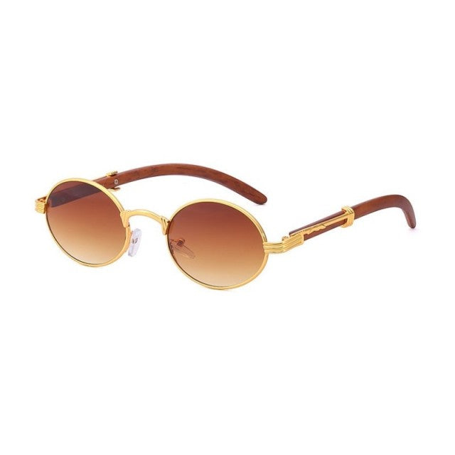 Round Vintage Steampunk Sunglasses Wood Fashion