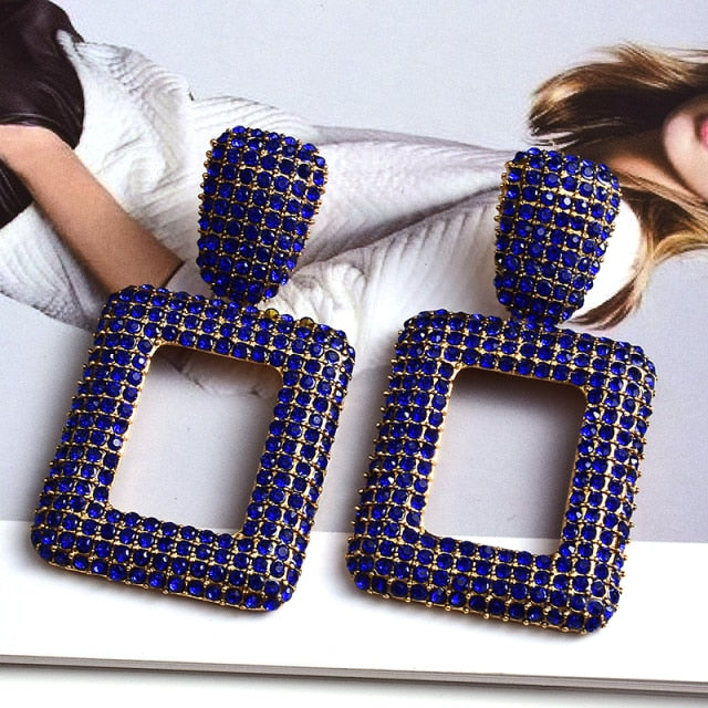 Wholesale Colorful Crystal Geometric Metal Dangle Drop Earrings High-Quality Classic Hot Jewelry Accessories For Women