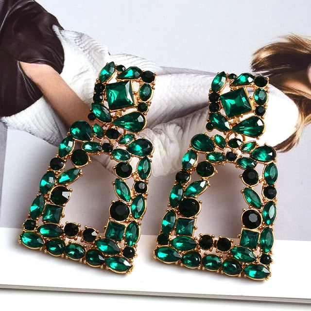 Wholesale Colorful Crystal Geometric Metal Dangle Drop Earrings High-Quality Classic Hot Jewelry Accessories For Women