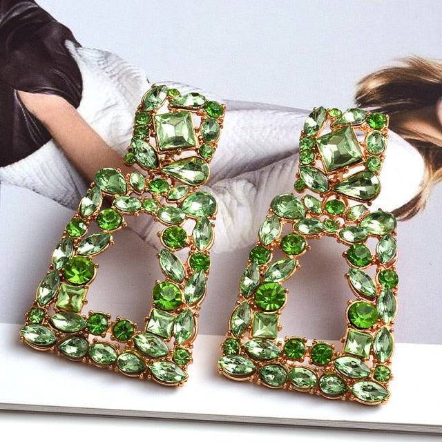 Wholesale Colorful Crystal Geometric Metal Dangle Drop Earrings High-Quality Classic Hot Jewelry Accessories For Women