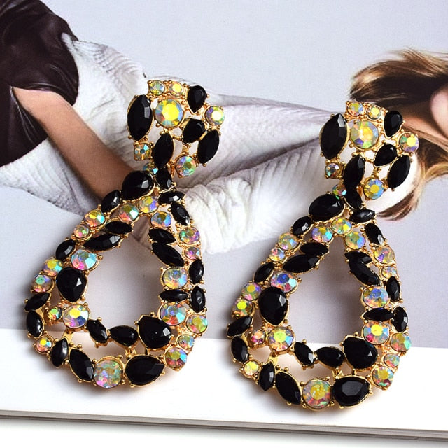 Wholesale Colorful Crystal Geometric Metal Dangle Drop Earrings High-Quality Classic Hot Jewelry Accessories For Women
